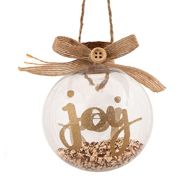 Χριστουγεννιάτικη Μπάλα Διάφανη με Χρυσό "joy" (10cm)